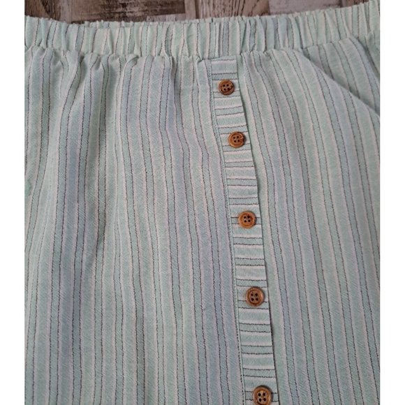Women's Ava James Peasant Skirt Striped Button Down Prairie Western Large - Picture 2 of 6